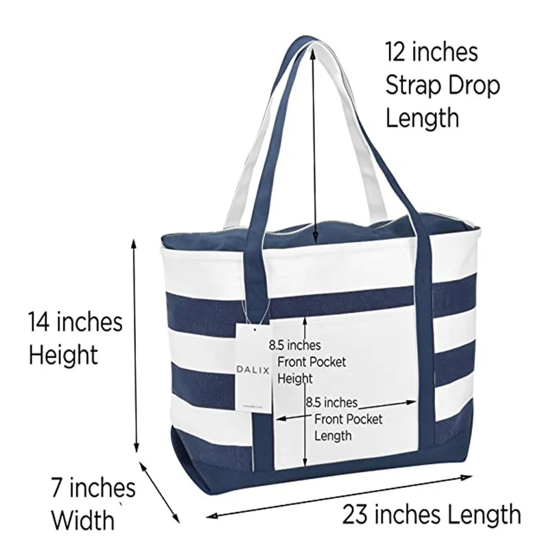 Striped Beach Canvas Tote Bags, custom tote bag with logo imprint 7