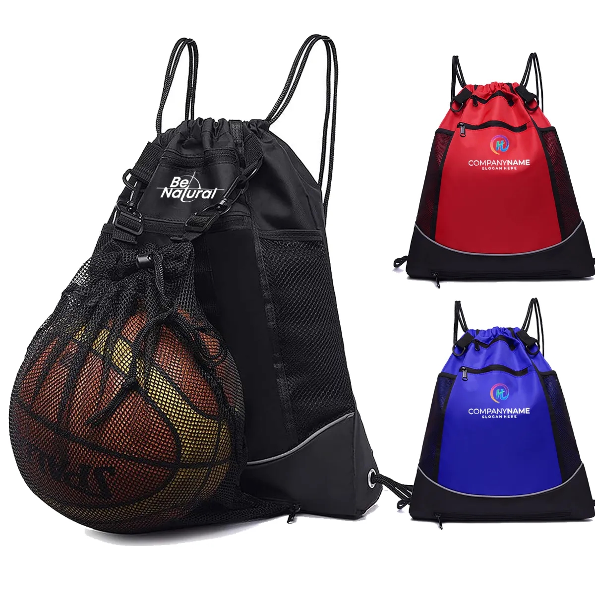 Waterproof Nylon Basketball Mesh Black Backpack Bag For Boys 2