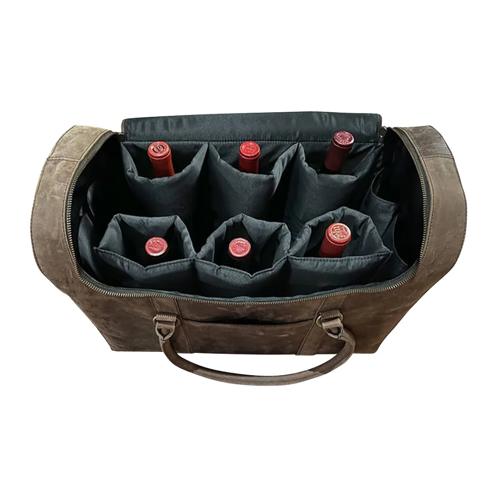 6-Bottle Leather Wine Duffel Bag 13