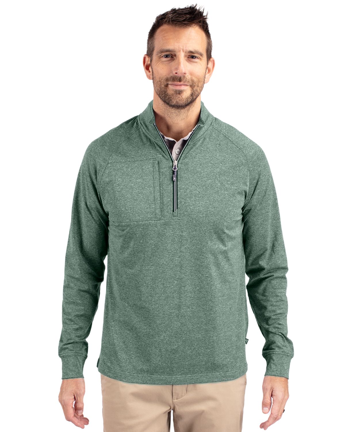Cutter & Buck Adapt Recycled Soft Knit Stretch Mens Big & Tall Heathered Quarter Zip Pullover Big & Tall 53