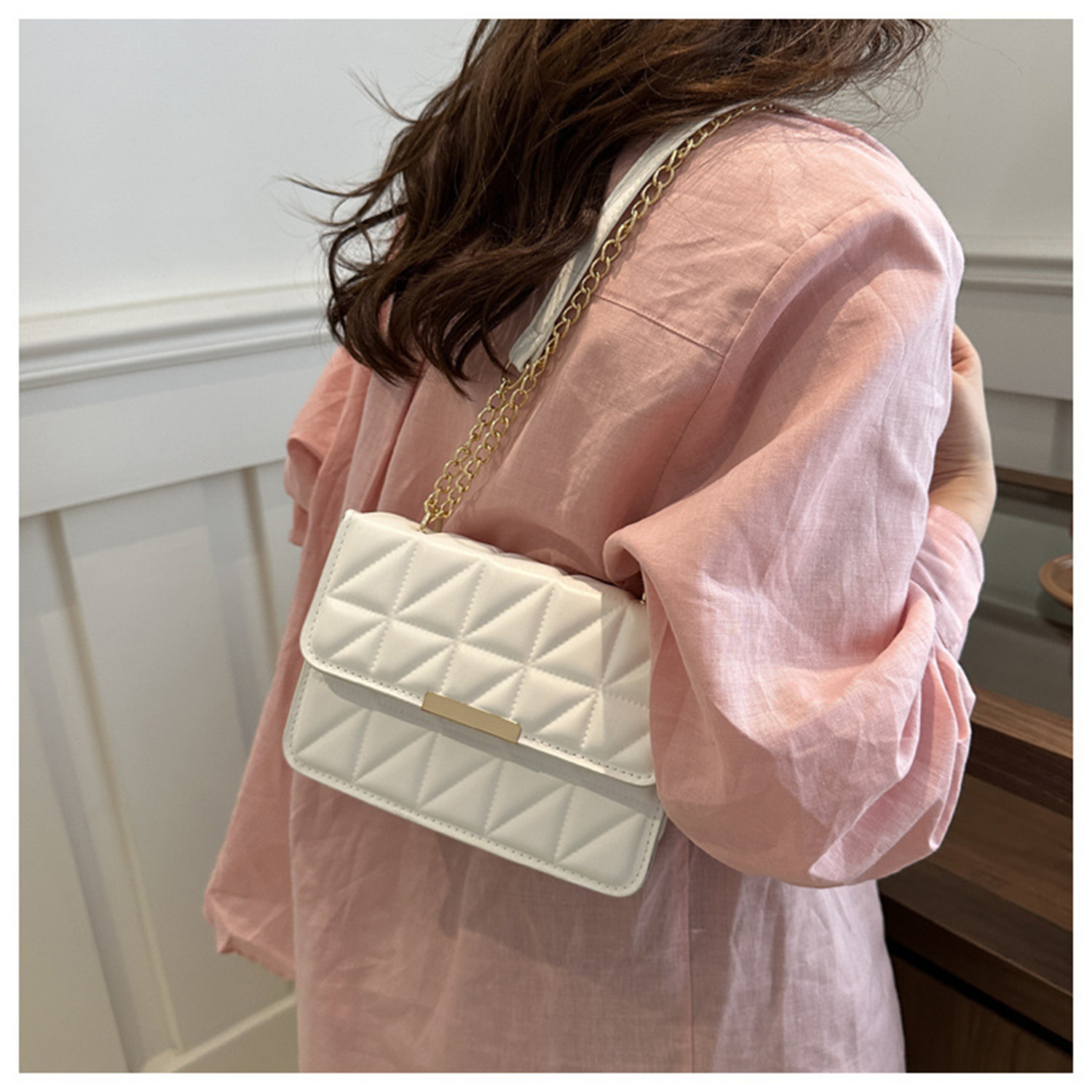 Stylish Geometric Embroidery Faux Leather Shoulder Bag 3