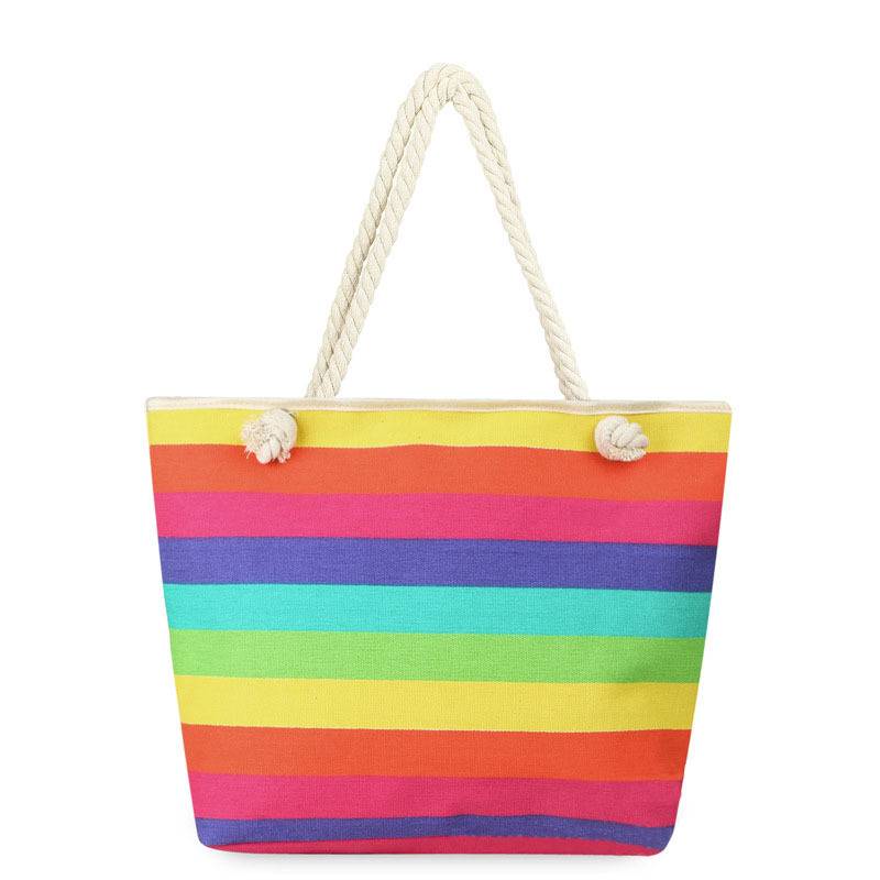 Rainbow Striped Canvas Tote Bag, custom tote bag with logo imprint 11