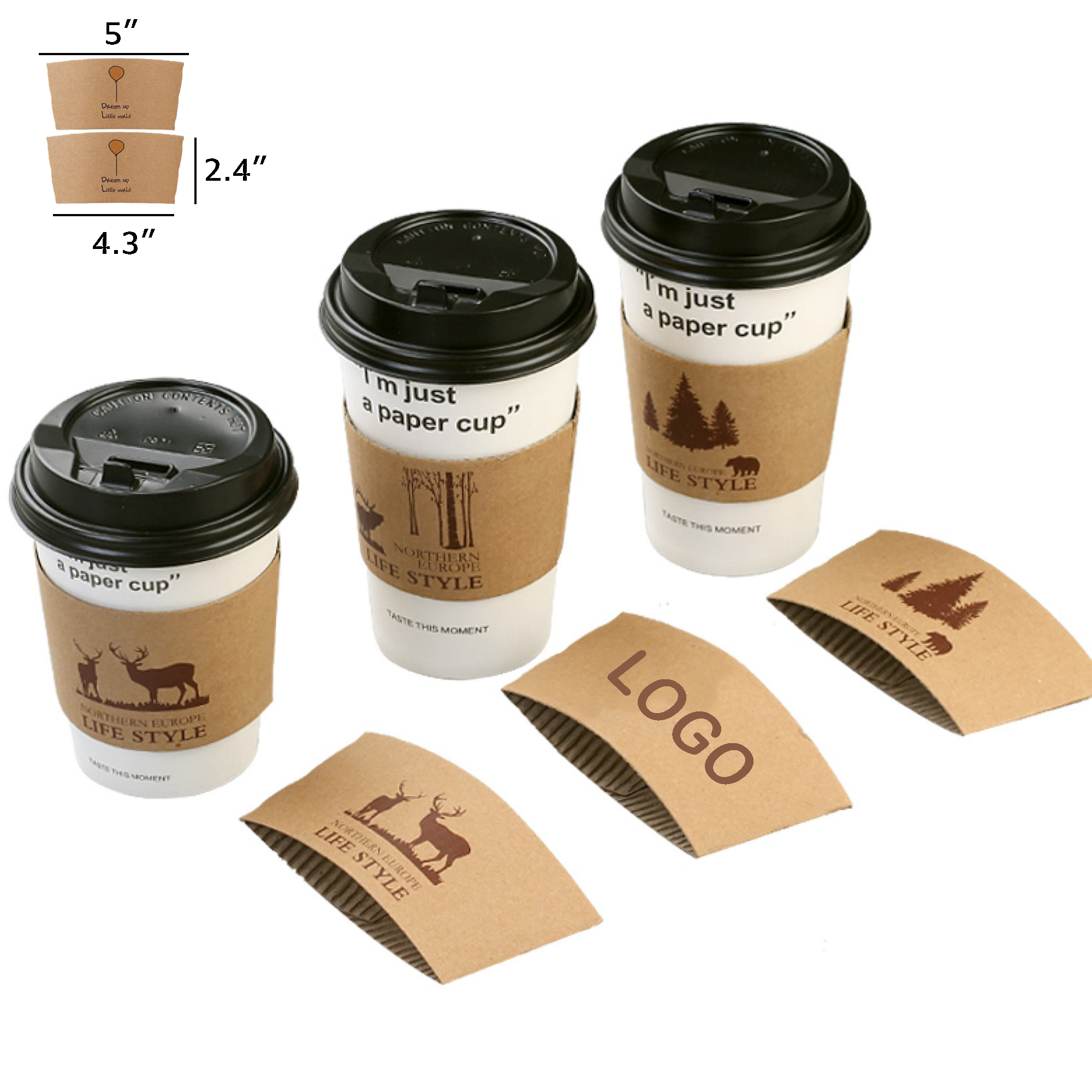MOQ 500 Personalized Kraft Coffee Sleeve for Wholesale 1