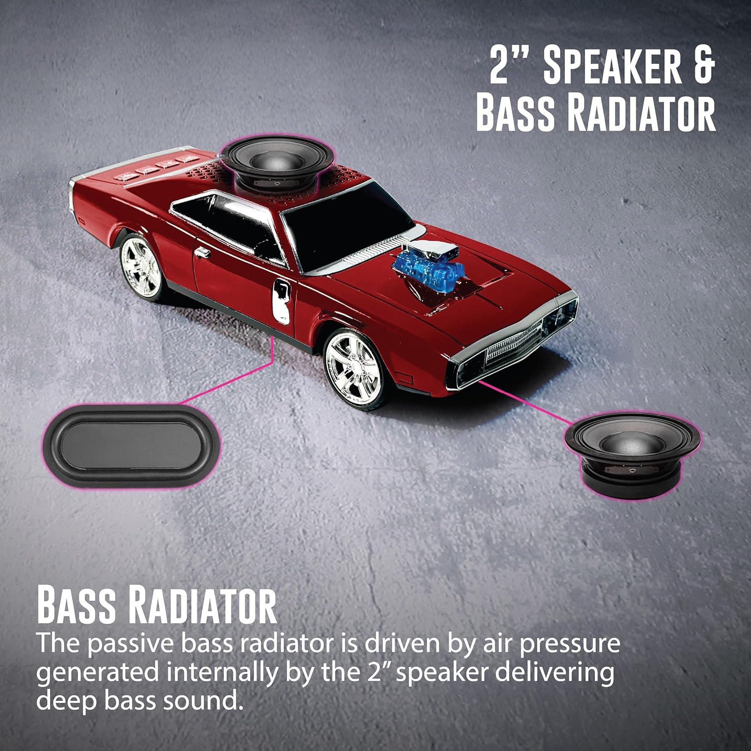 SonicWave Drive Muscle Car Bluetooth Speaker 8