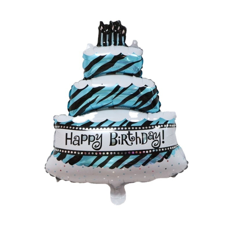 Three Layers Happy Birthday Cake Balloons,Aluminum Foil Ballon Happy Birthday Party Decoration Bal 4