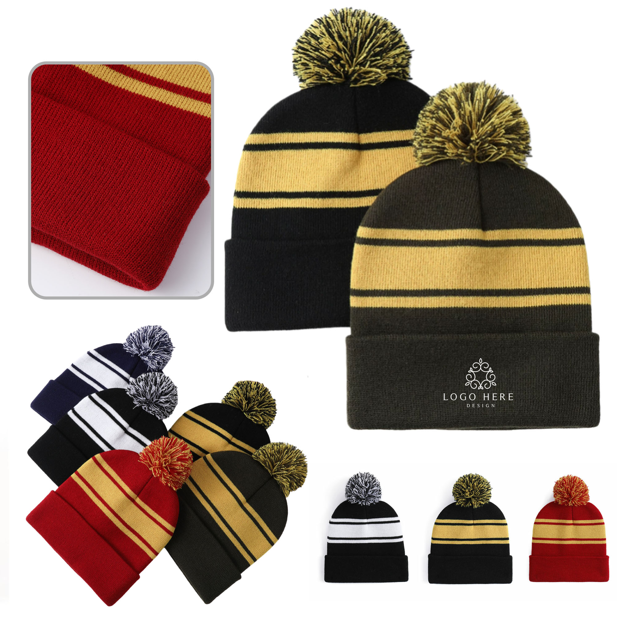 Warm Winter Knit Hat with Fluffy Pom 2