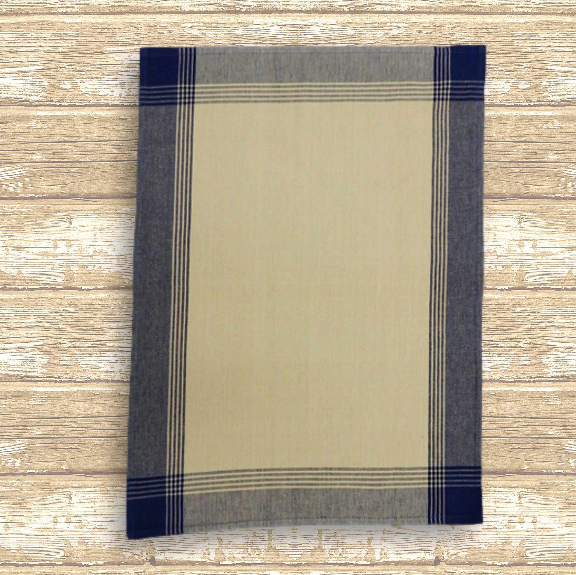 Navy/Tea Dyed Plaid Kitchen Towel with Custom Print 6