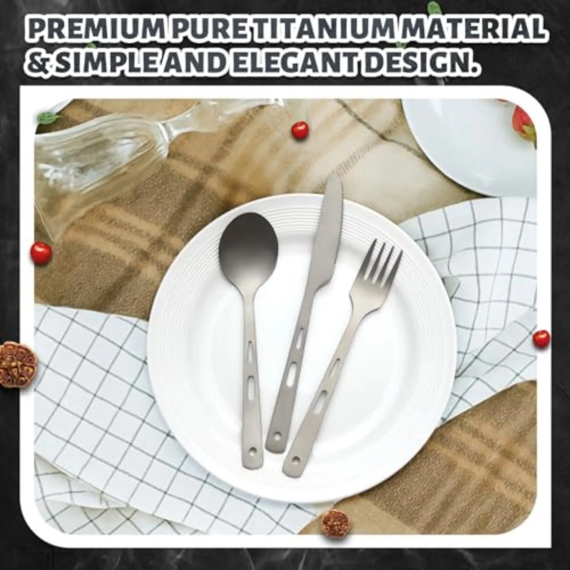 Titanium Camp Cutlery Travel Outdoor Set 6
