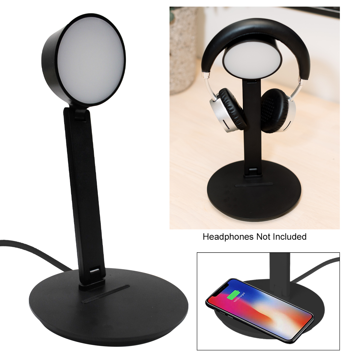 Vanity Light Wireless Charger With Headphone Stand 4