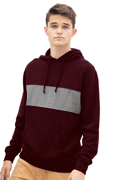 Premium Cotton Blocked Fleece Pullover Hoodie, custom hoodie or sweatshirt with logo imprint 25