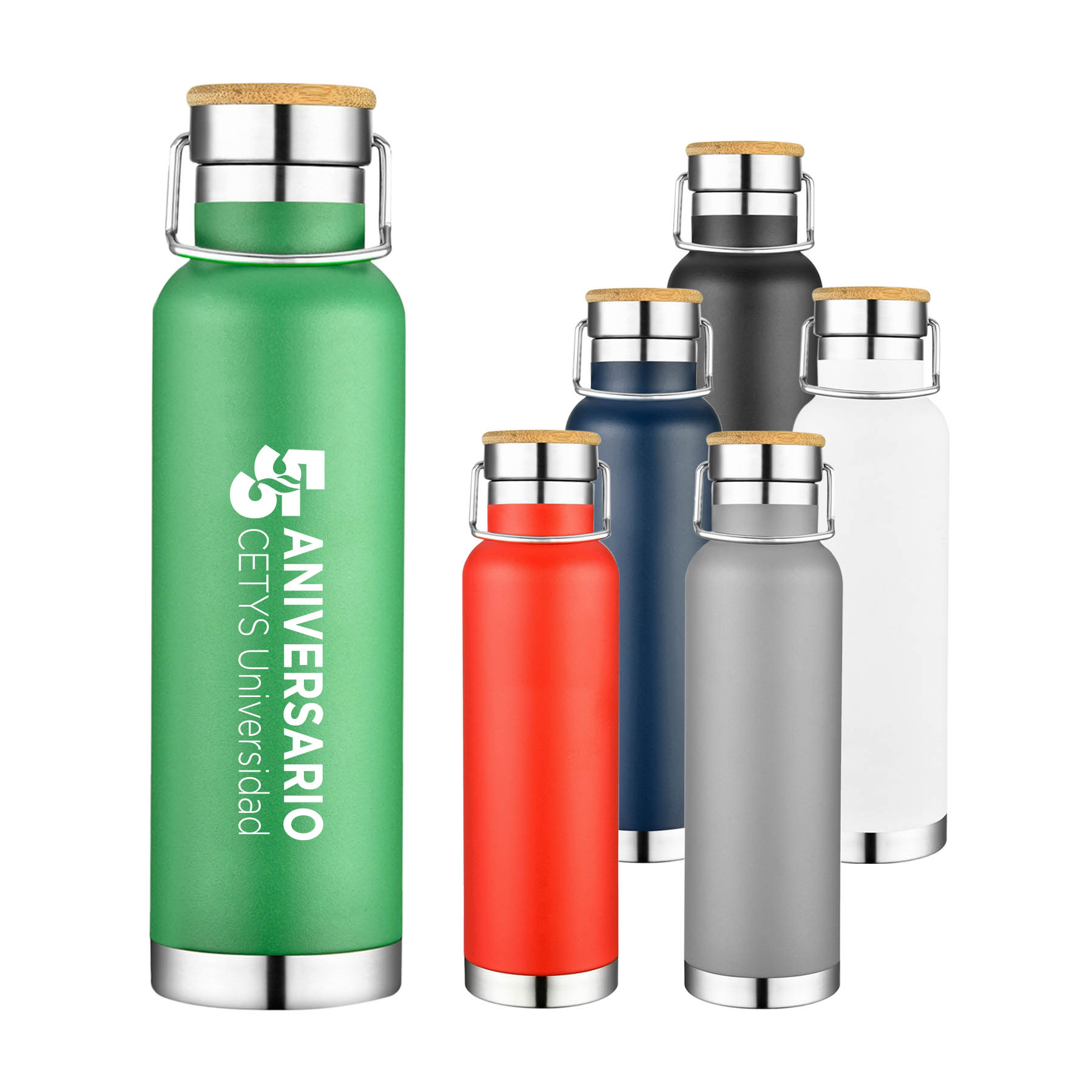 22 oz. Double Wall Stainless Steel Vacuum Water Bottle/Mug w/Bamboo Lid, custom water bottle with logo imprint 9