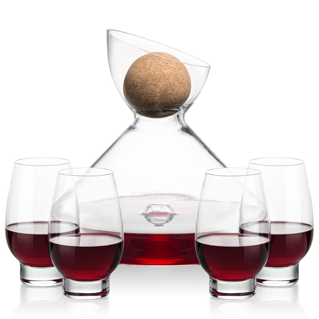 Woodbury Carafe w/Cork Stopper & Glenarden Stemless Wine 1