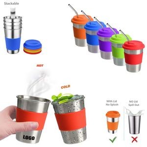 300ml Stainless Steel Cup with Silicone Lid And Straw 15
