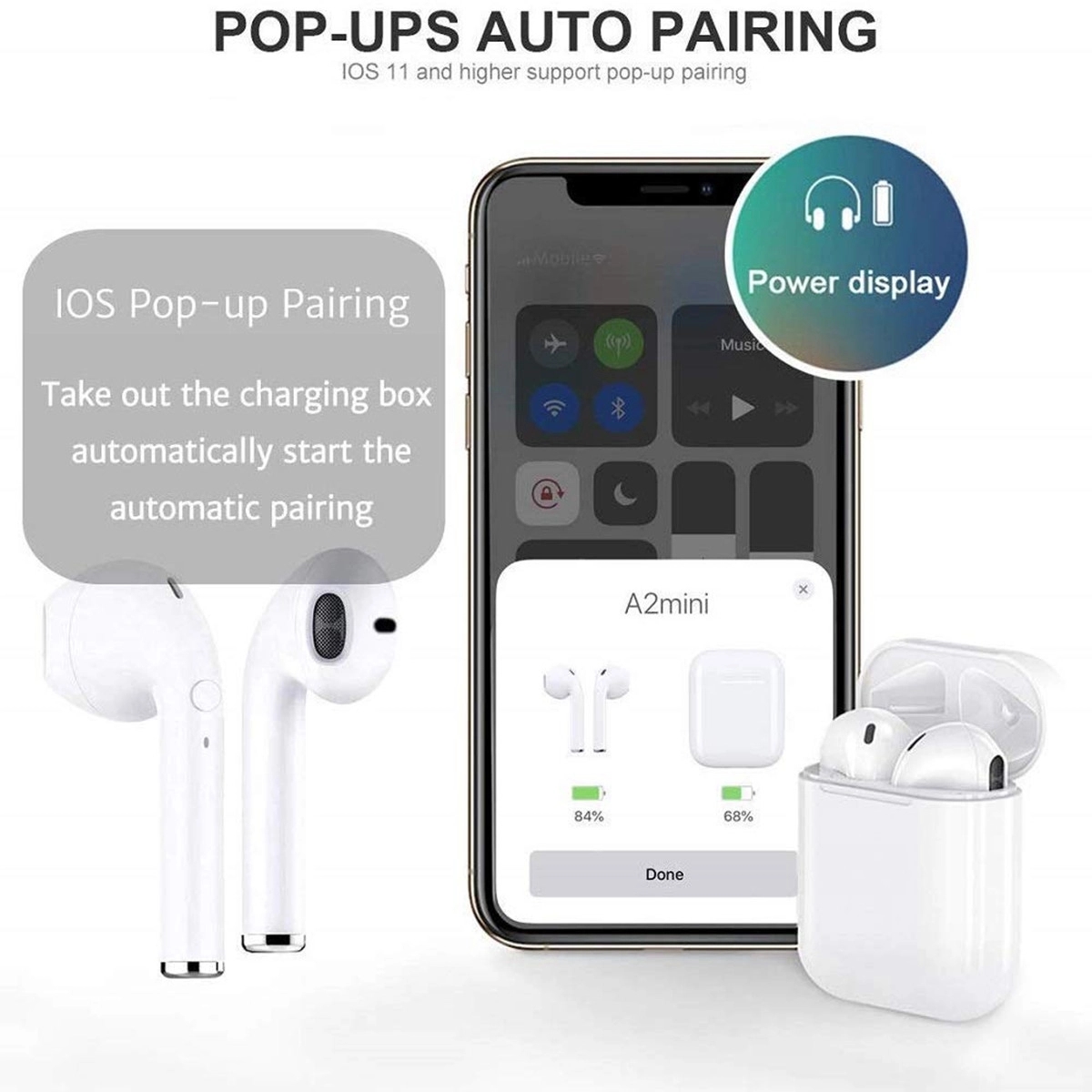 i12 TWS Bluetooth Earbuds Touch 7