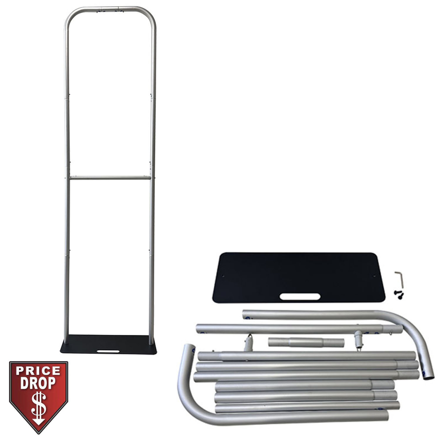 2'W x 90"H EuroFit Banner Hardware Only, Frame with Steel Base and Carry Case. Graphics not included 3