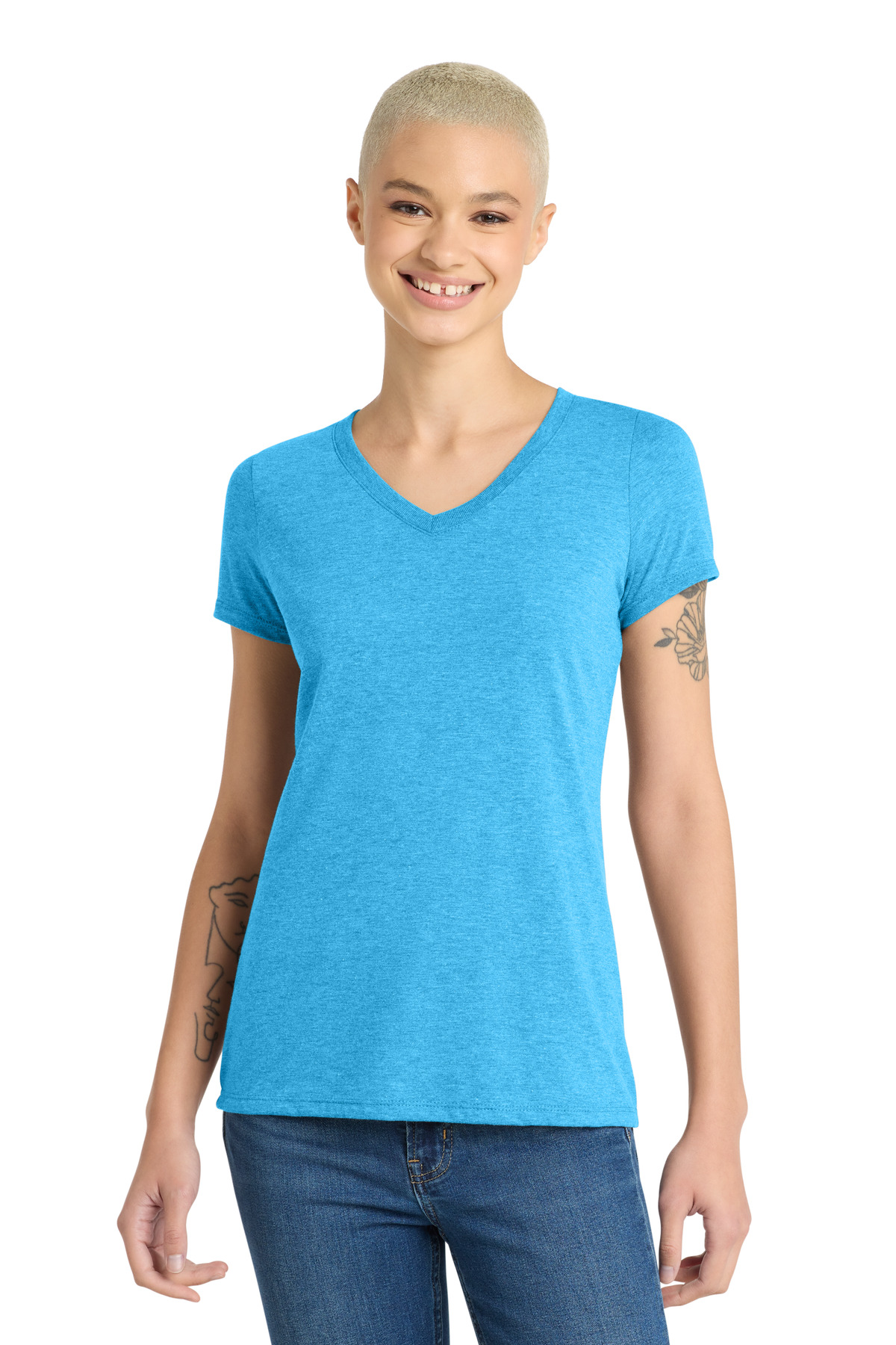 District Women's Perfect Tri V-Neck Tee. DM1350L 23
