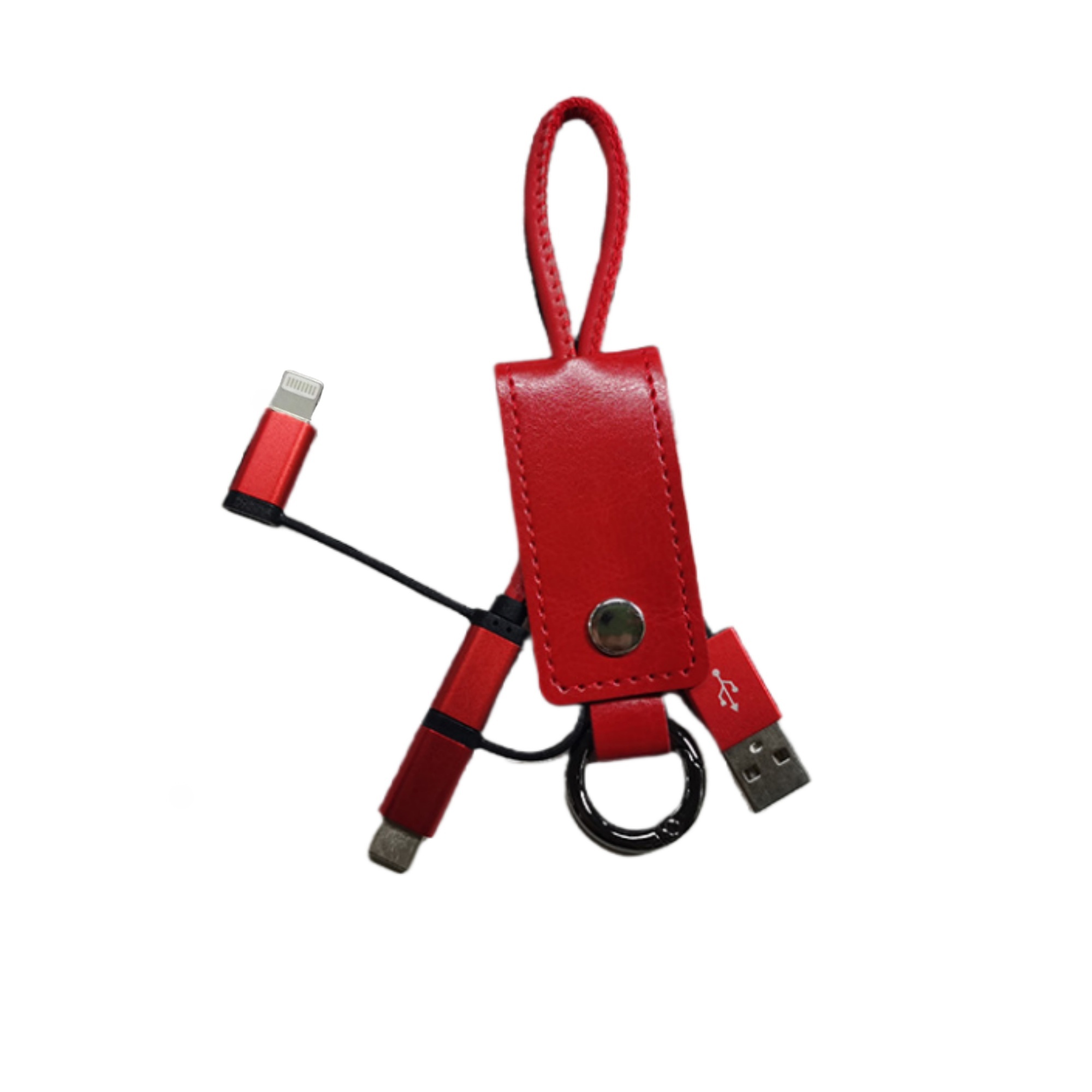3-in-1 PU Leather Charging Cable with Keychain 17