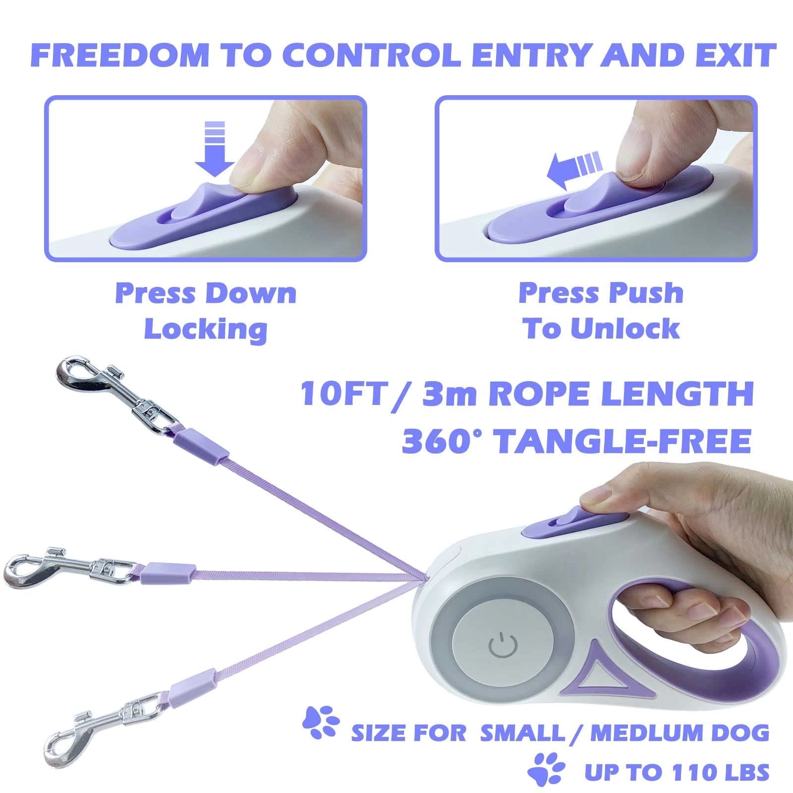Retractable Dogs Leashes With Led Bright Flashlight 2