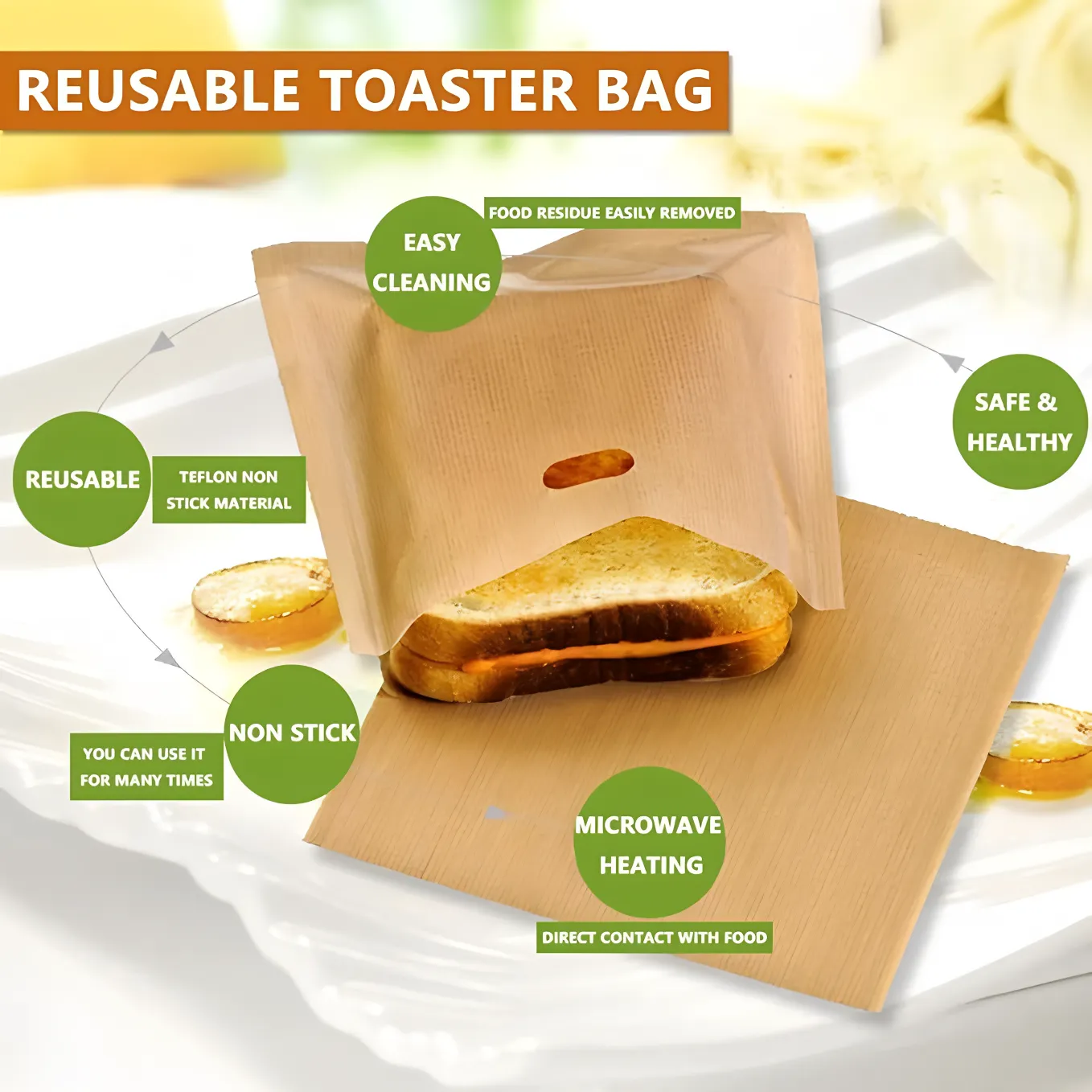 Custom Reusable Toaster Bags for Grilled Cheese Sandwich Non Stick Heat Resistant Bulk Wholesale 1