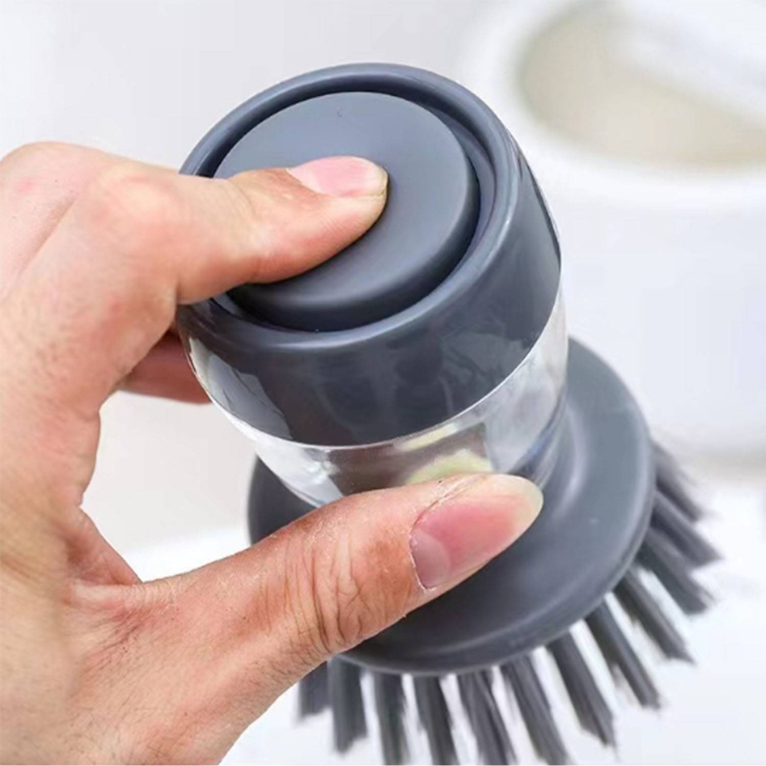 Household pots and bowls press liquid sponge cleaning brush 3