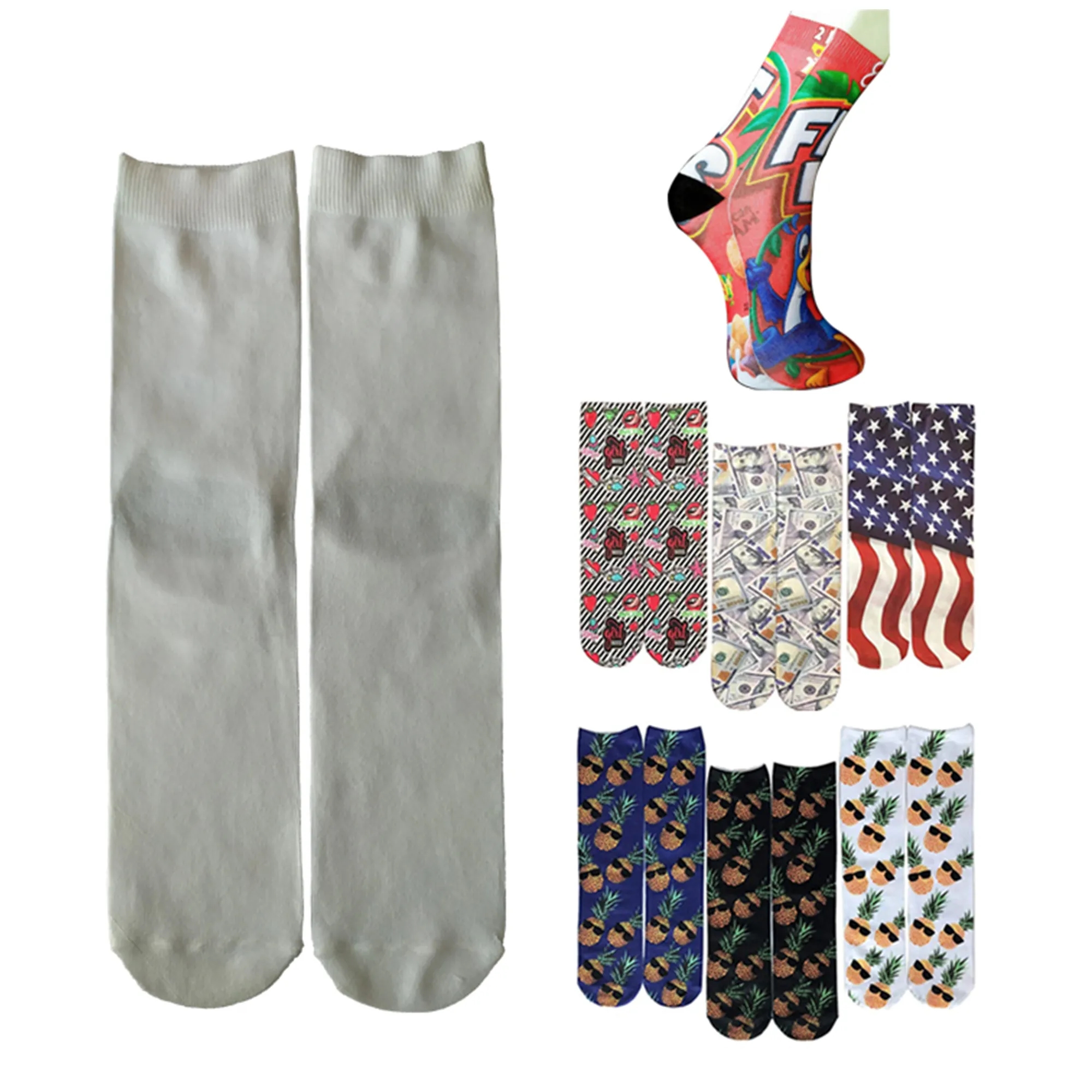 3D Print Novelty Crew Tube 15" Socks 1