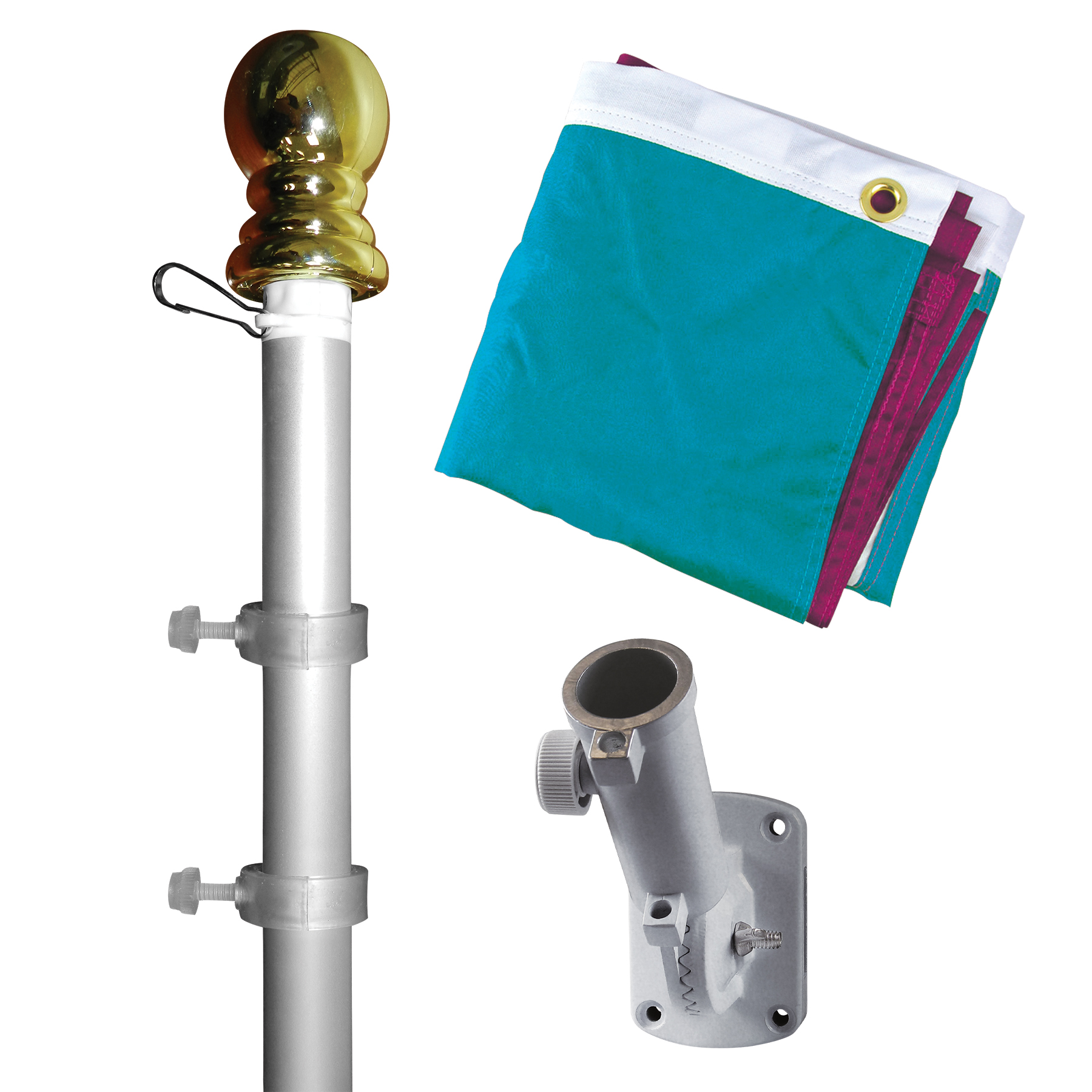 Promotional Flag Kit with 3' x 5' Flag and Silver Bracket 4