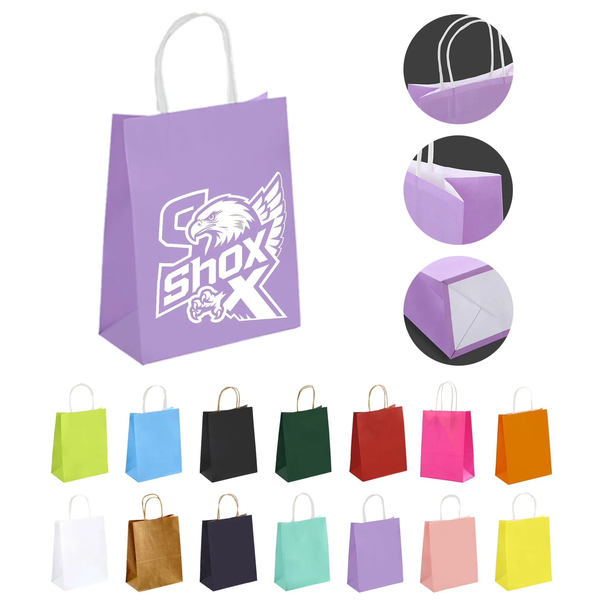 MOQ 20 Coloured Kraft Paper Tote Bag 3