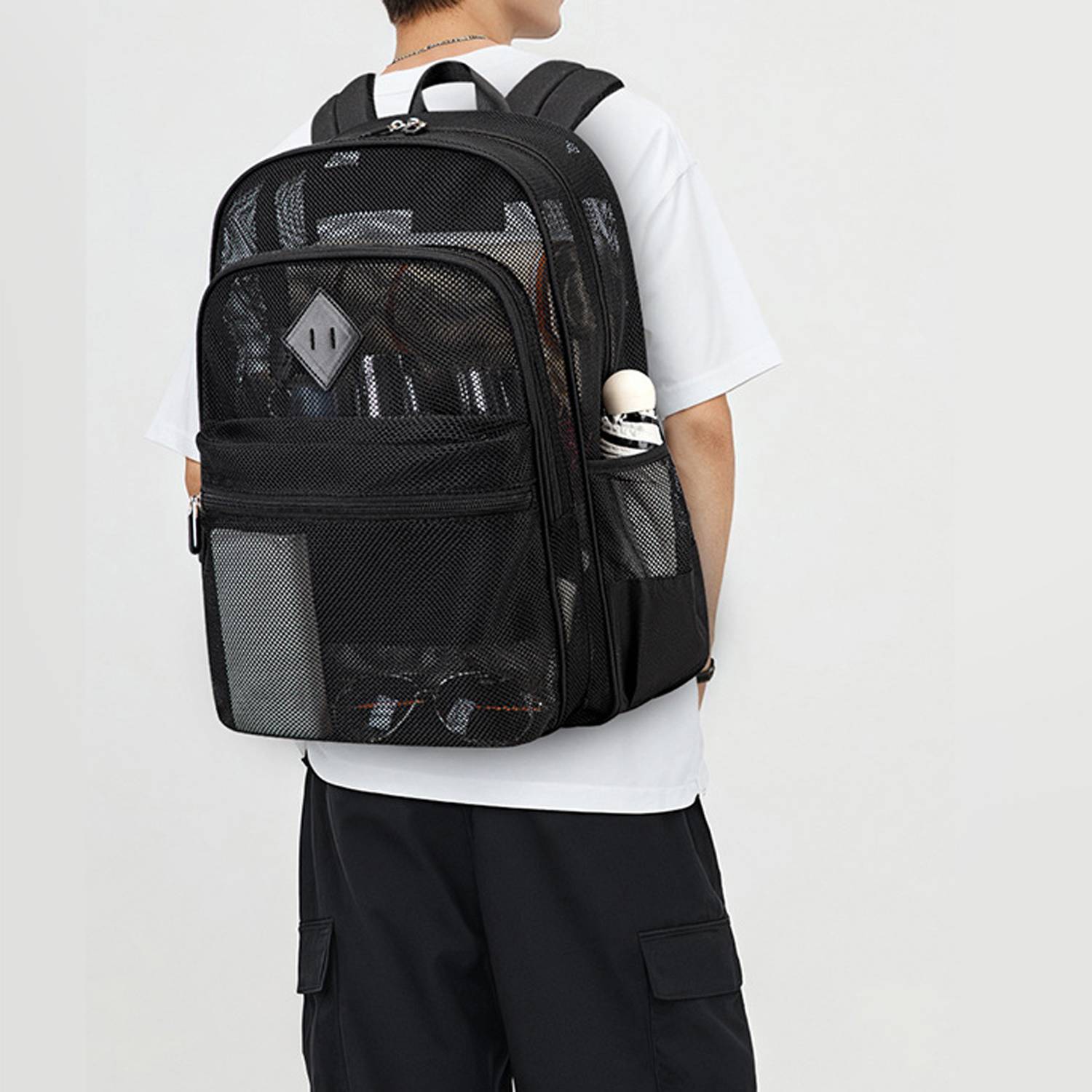 Large Capacity Unisex Polyester Mesh Backpack 9