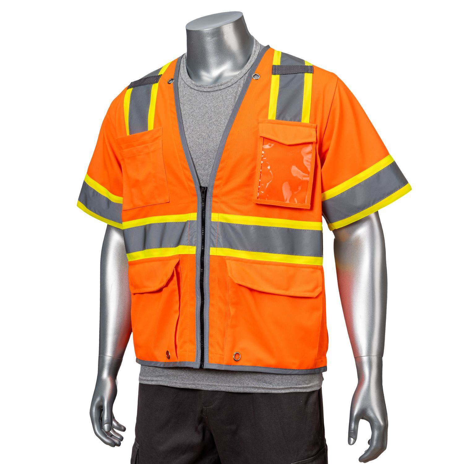 3.8oz. Knitted Class 3 Two Tone Reflective Safety Vest with Dual Mic Tab & 4 Pockets 2