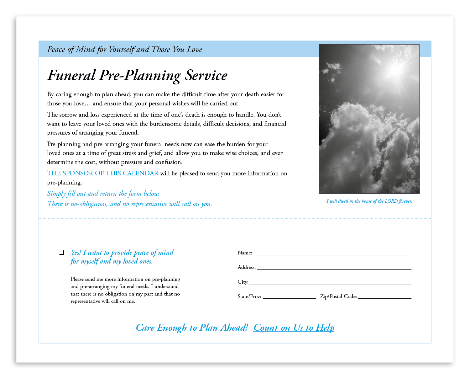 Good Value™ God's Gift w Funeral Pre-Planning Sheet - Spiral Calendar 50