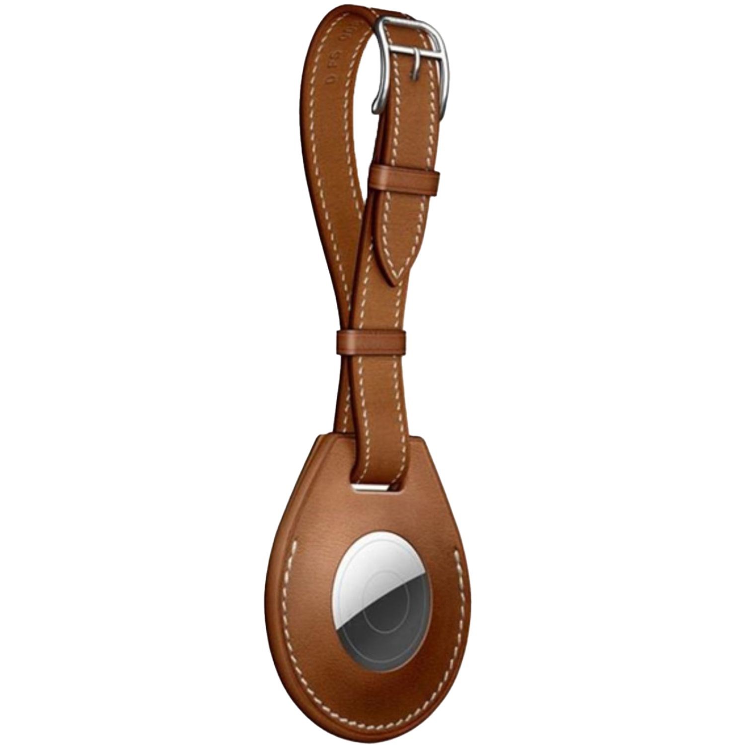 Custom Leather AirTag Holder w/ Buckle Closure & Keyring 3