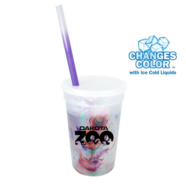 Mood™ 17 oz. Rainbow Confetti Cup/Straw/Lid Set 1
