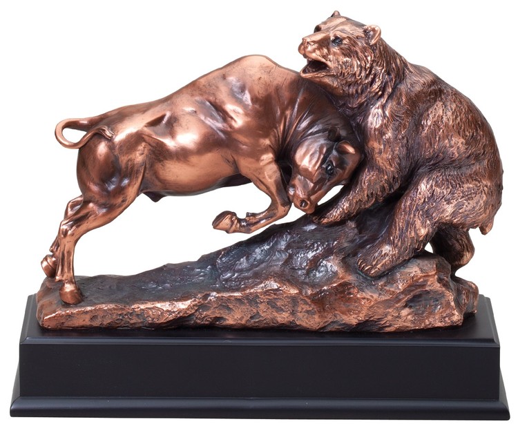 Bull and Bear Resin Sculpture 2