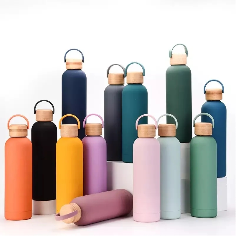 17 Oz Stainless Steel Water Bottle With Bamboo Lid 7