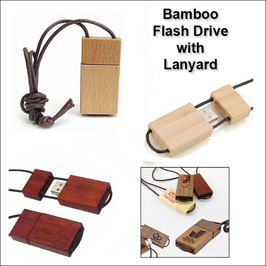 Bamboo Lanyard Flash Drive / USB - 32 GB