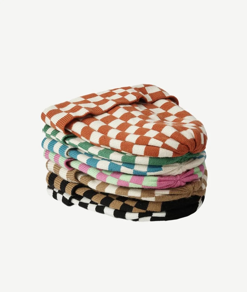 Checkered knit cap 3