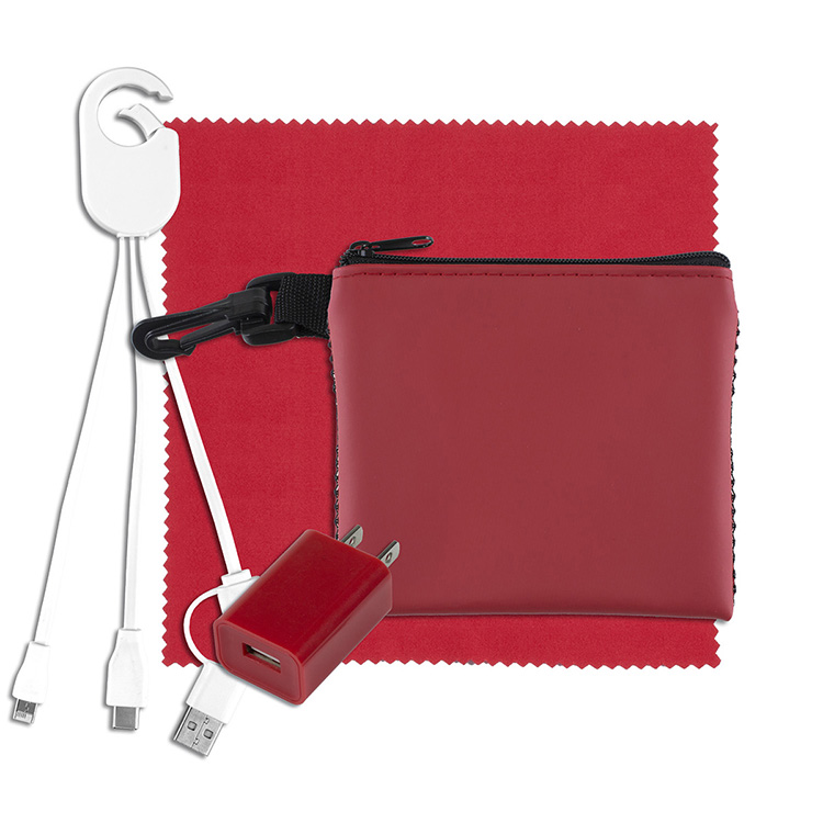 "TechMesh Jumbo" Tech Home and Travel Kit with Microfiber Cleaning Cloth, USB Wall Charger in Mesh Z 7