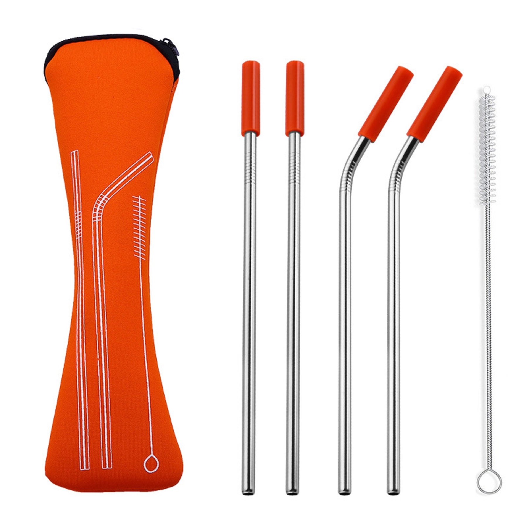 Stainless Steel Drinking Straw with Cleaner in Neoprene Bag 4
