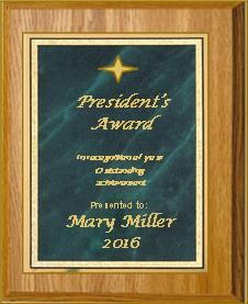 7" x 9" Oak Finish Plaque with a Green Marble Mist Plate 2