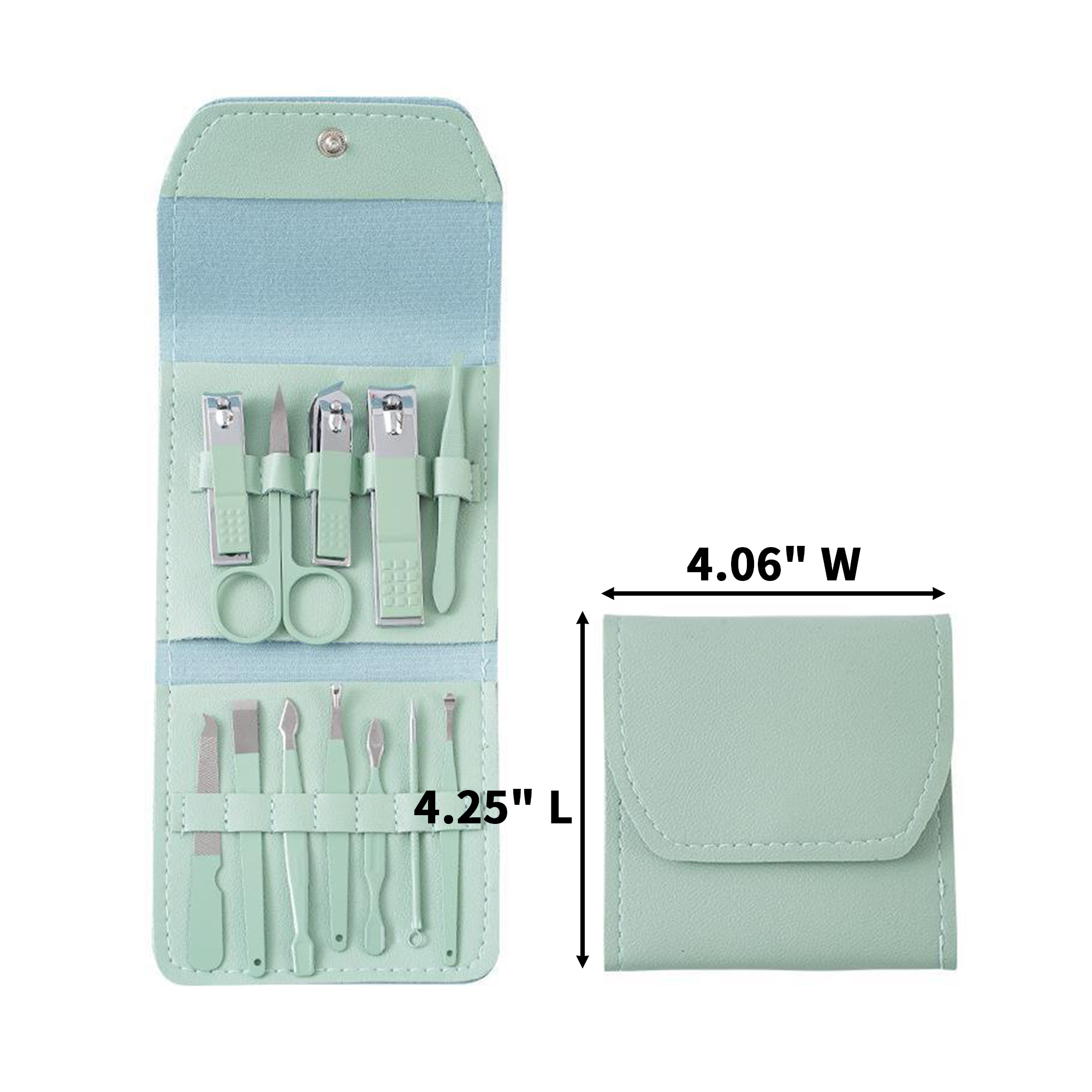 Stainless Steel Manicure Set 12 Piece Grooming Kit 6