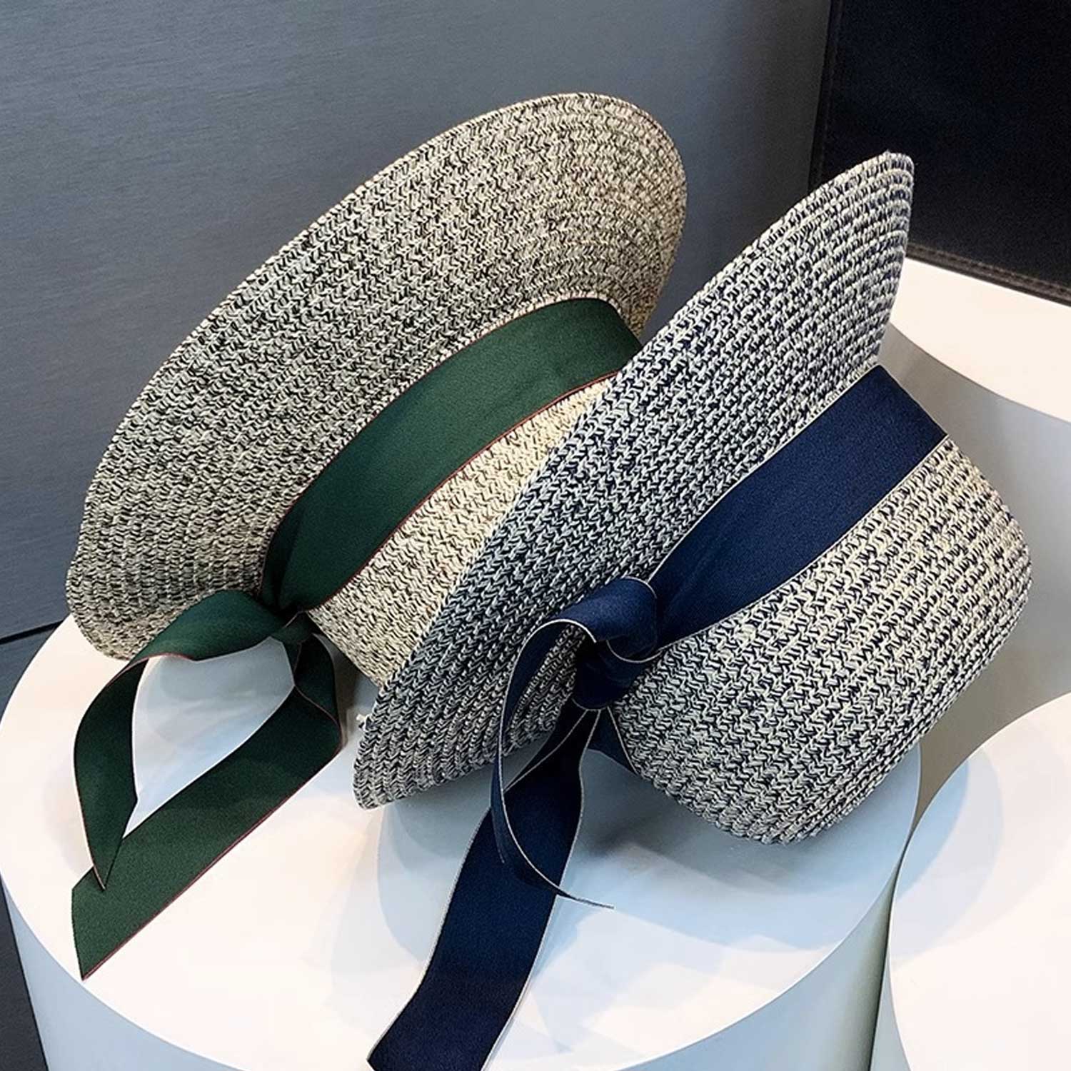 Boho Ribbon Sun Hat - Woven Wide Brim for Beach & Travel 4