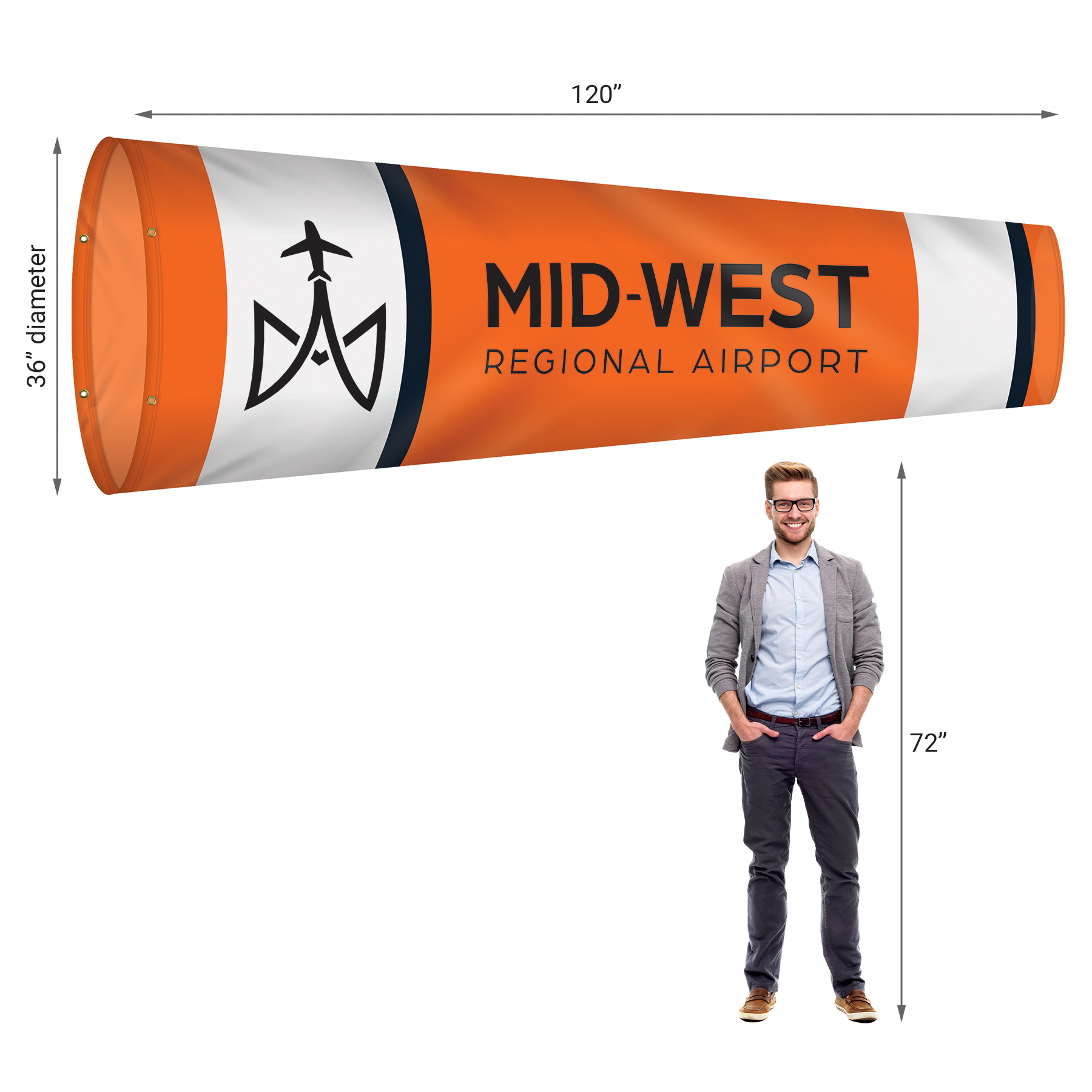36" x 120" Custom Digitally Printed Knitted Polyester Windsocks 5