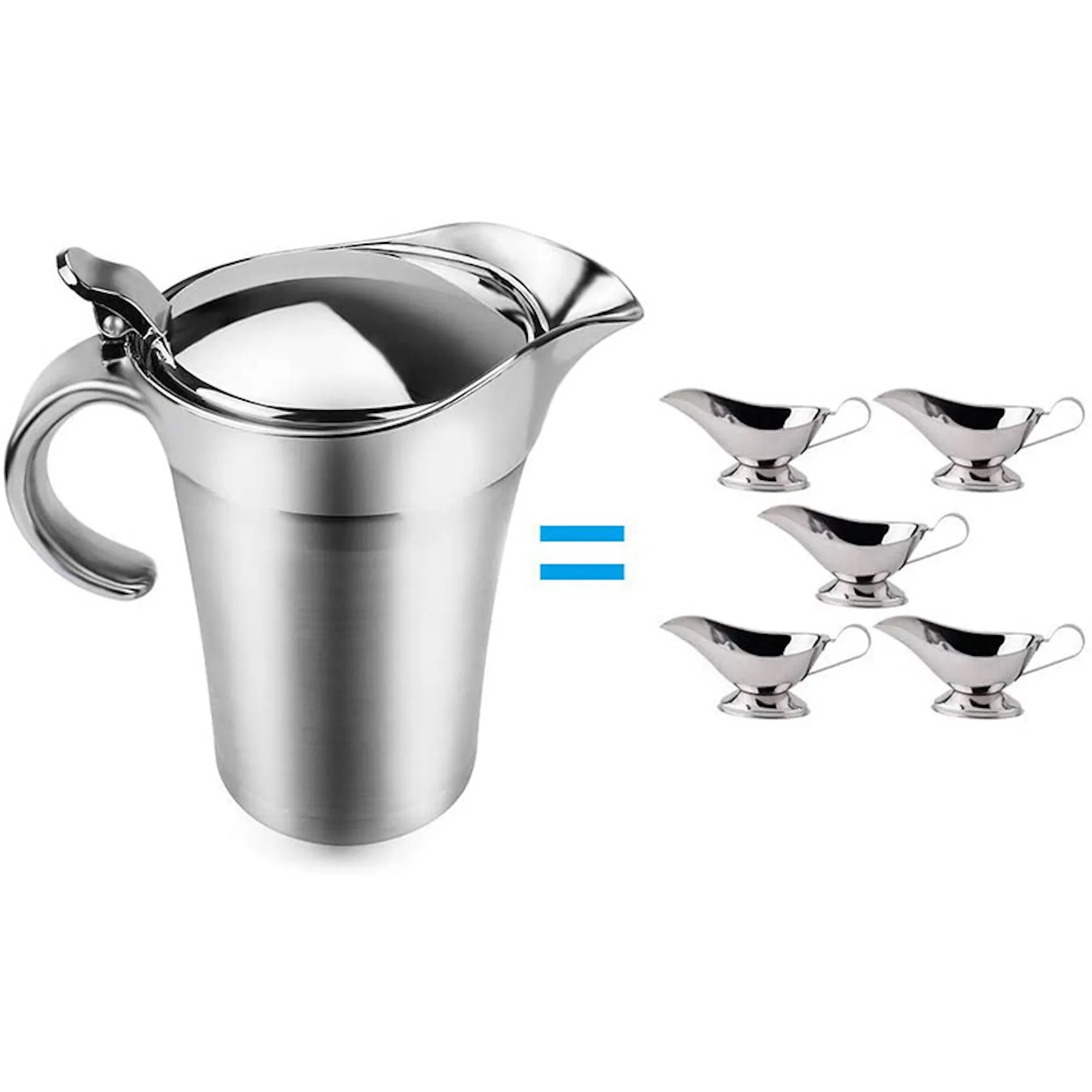 16 oz Stainless Double Insulated Gravy Boat/Sauce Jug w/Lid 4