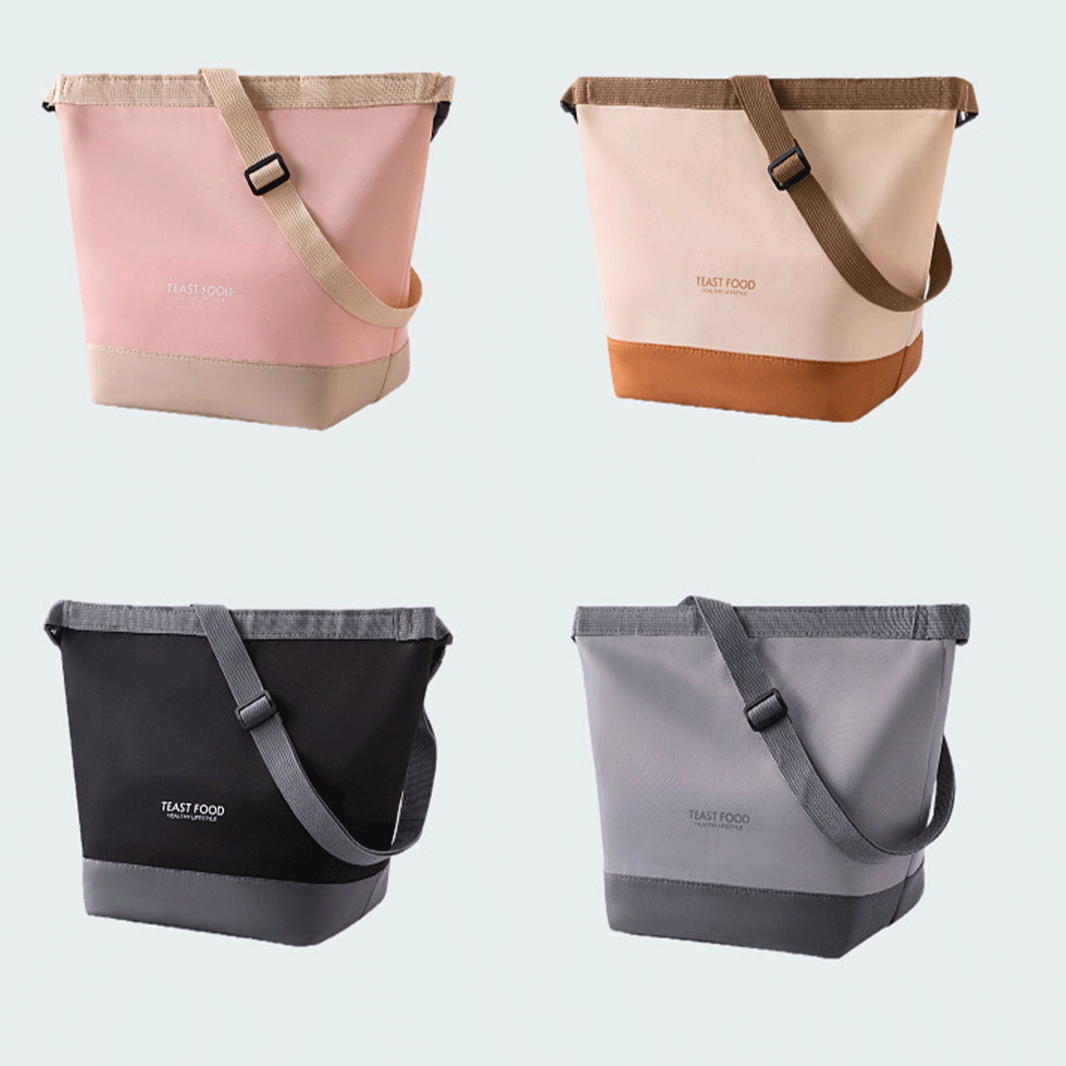 Portable Color-Block Oxford Insulated Tote Crossbody Bag 12