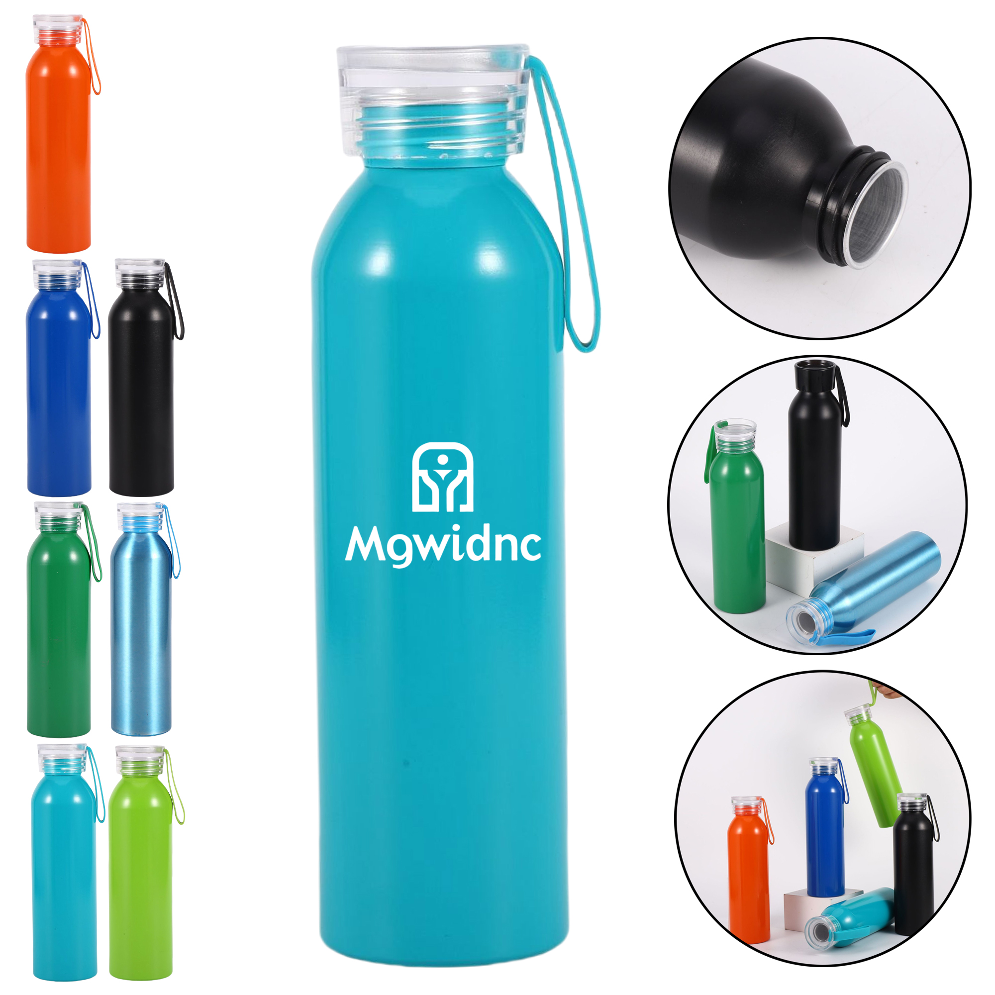 600ml Aluminum Water Bottle with Handle for Outdoor Hiking Travel Sports Portable Large Capacity