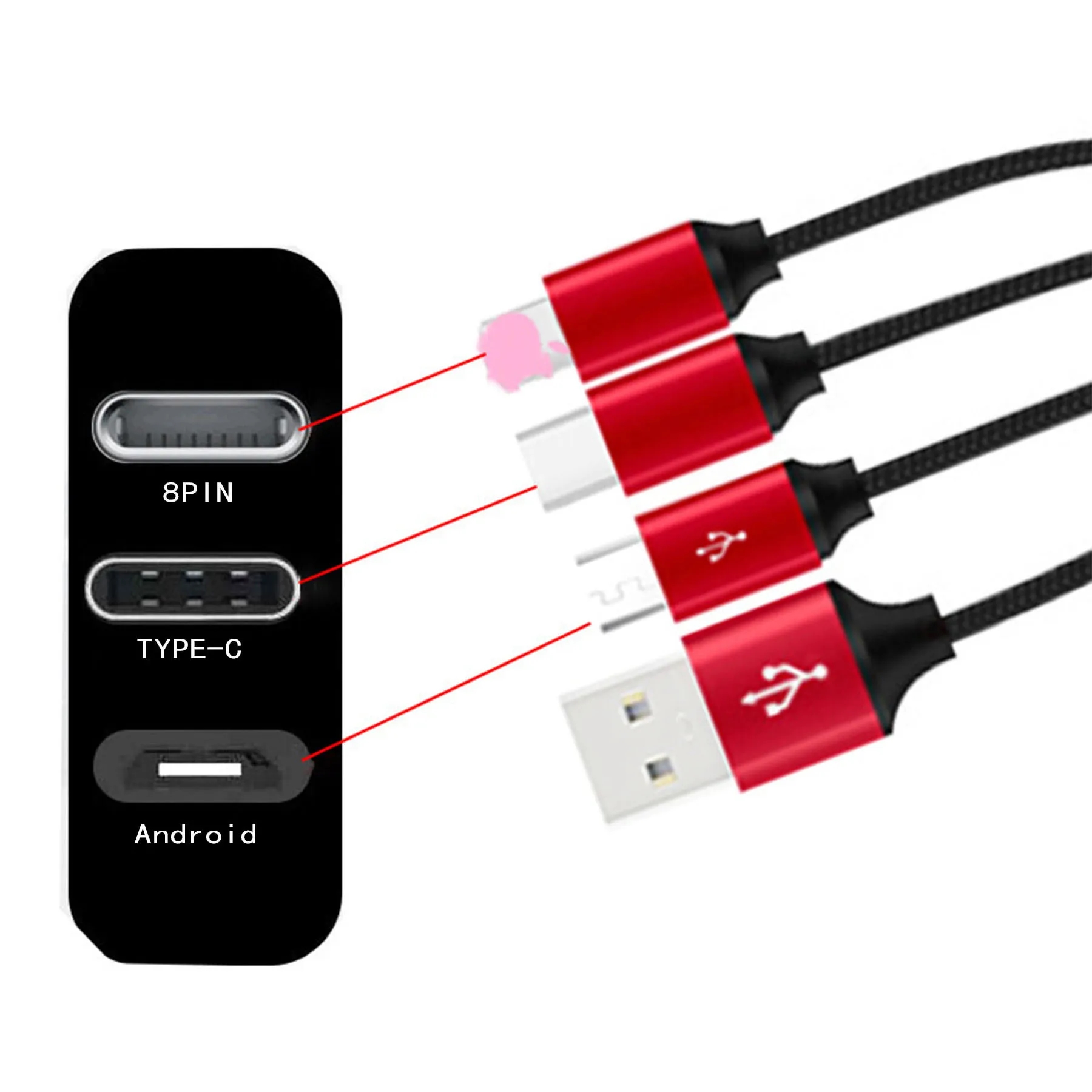 3 in 1 (2 - Pack) USB Cable with Keychain 6