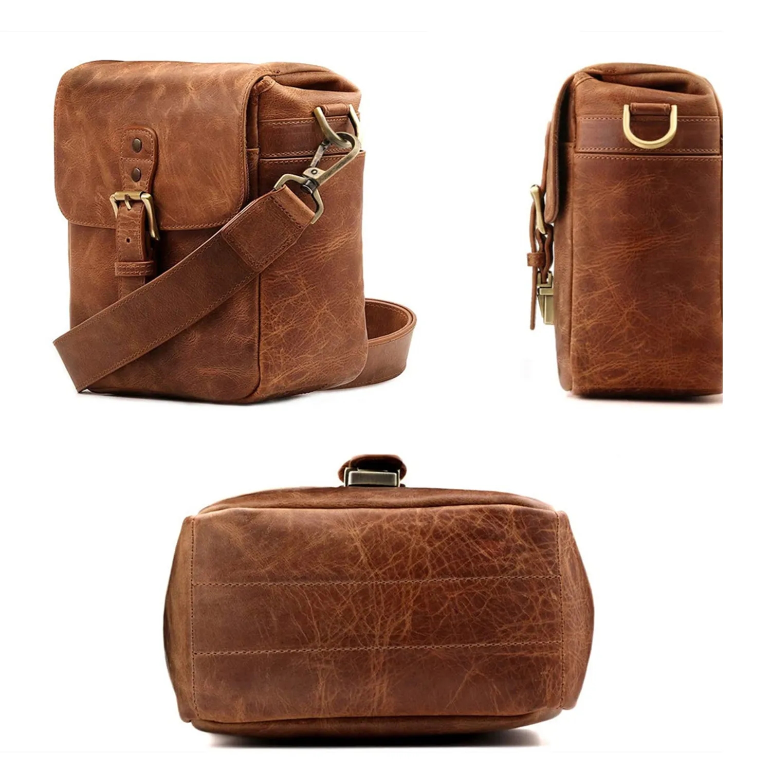 Leather Camera Messenger Bag for Mirrorless 2