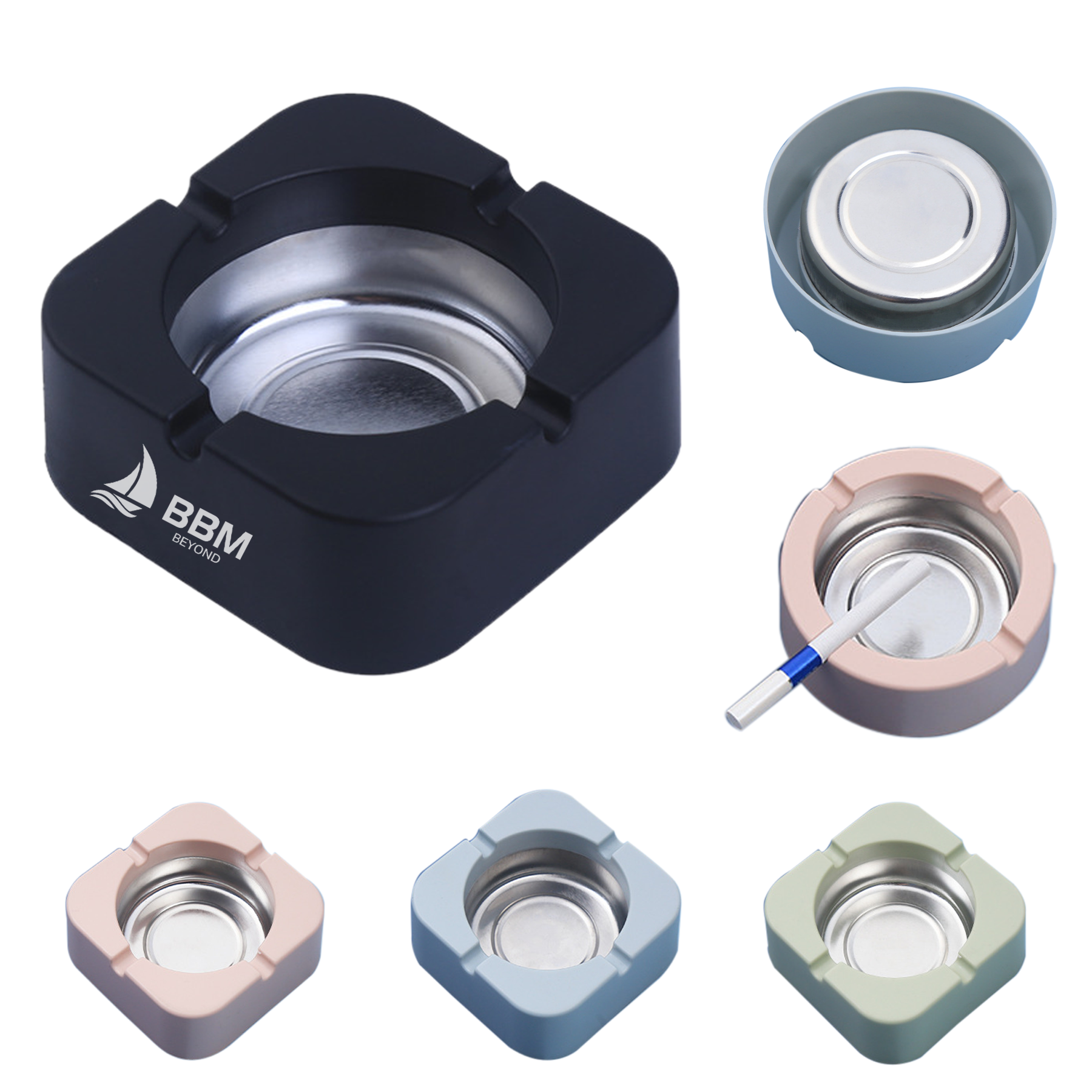 Double Layer Stainless Steel Ashtray 2