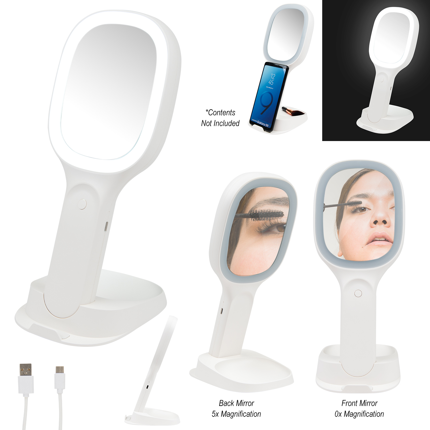 Light Up Double Sided Mirror With Wireless Charger 3