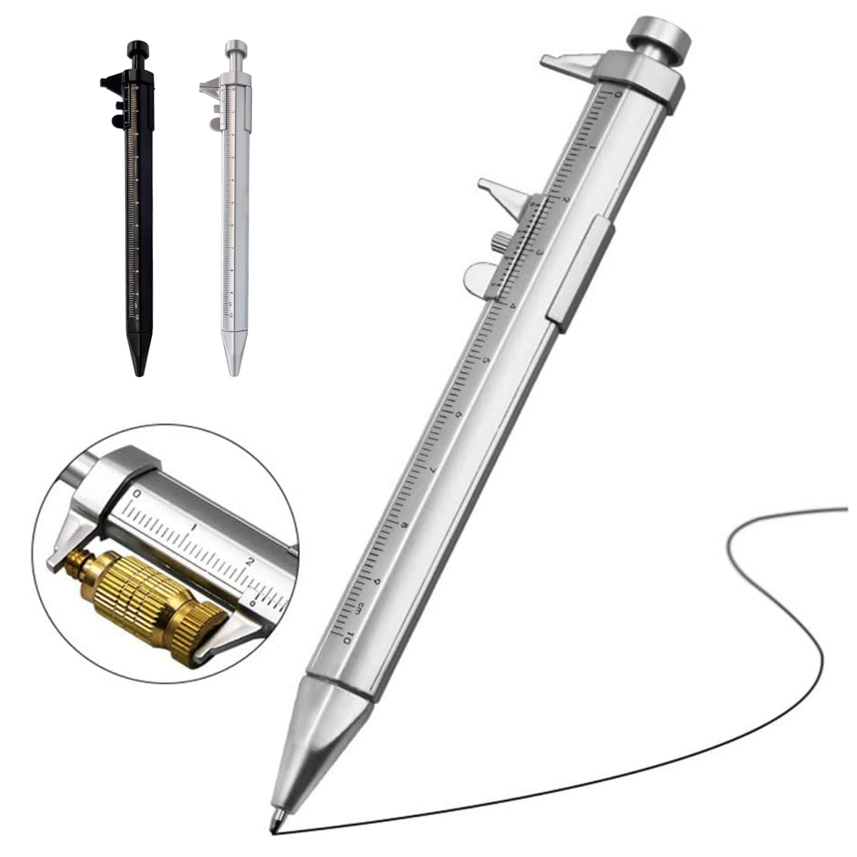 Caliper Style Ballpoint Pen with Blue Ink Refill 8